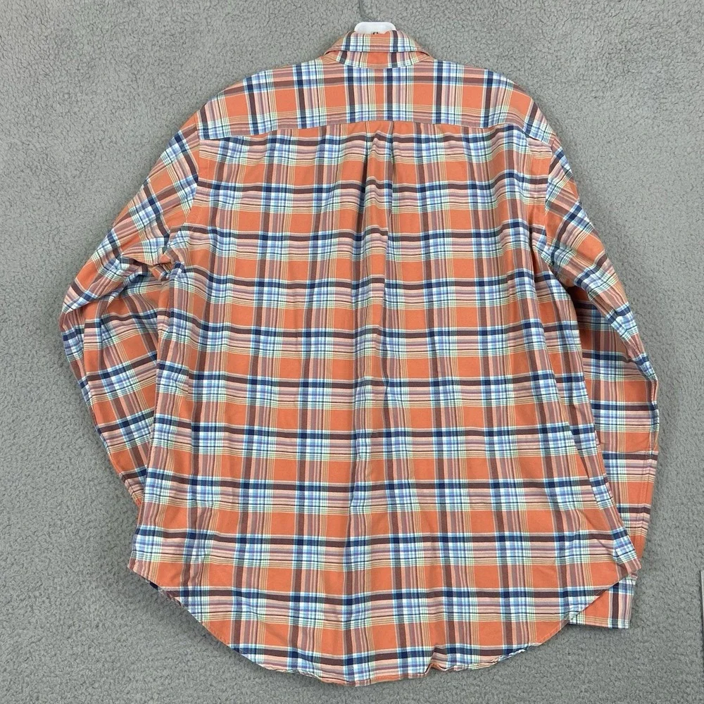 Ralph Lauren Classic Fit Shirt Mens XL Orange Plaid Button Down Pony Logo Cotton